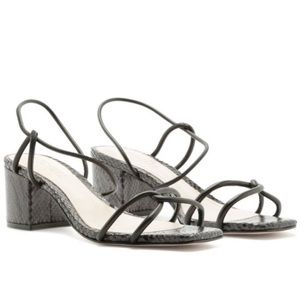 SCHUTZ Ariana snakeskin embossed block heel strappy sandal square toe SZ 10.5